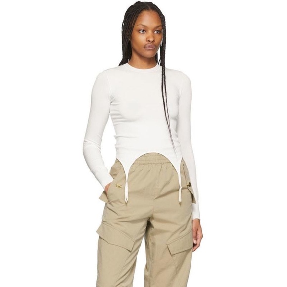 Dion Lee White Viscose Garter Long Sleeve T-Shirt Top NWOT - Picture 4 of 7